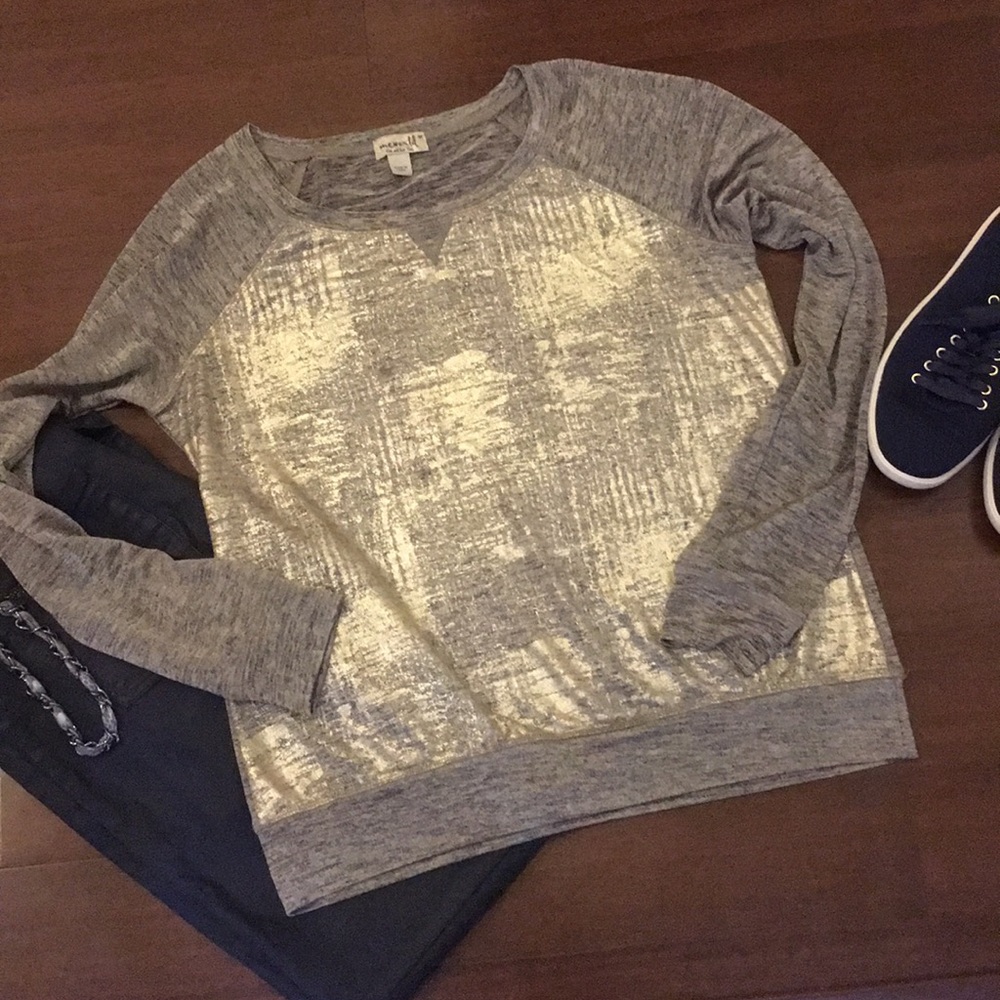 Me World Gray Metallic Long Sleeve Shirt